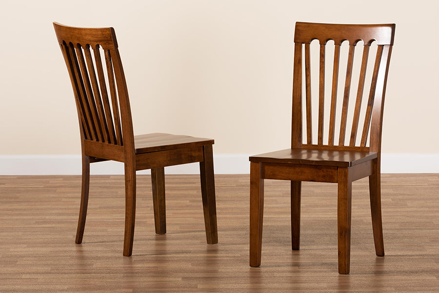 Minette Modern and Contemporary Transitional Walnut Brown Finished Wood 2-Piece Dining Chair Set