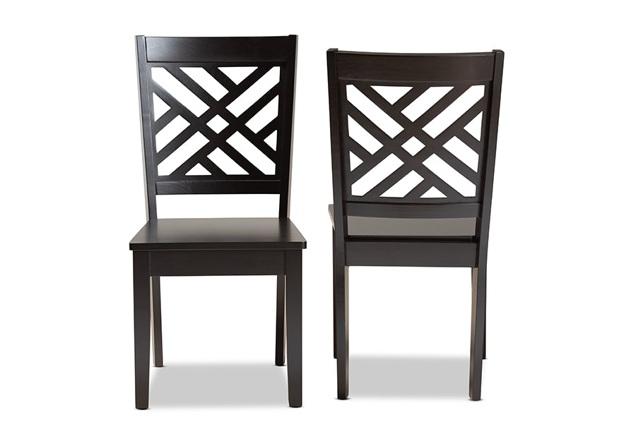 Caron Modern and Contemporary Transitional Dark Brown Finished Wood 2-Piece Dining Chair Set