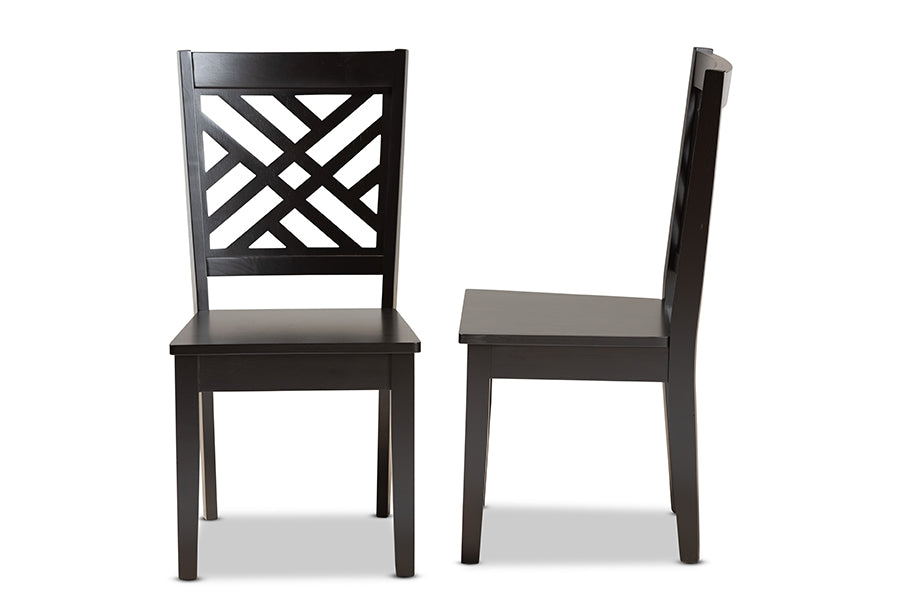 Caron Modern and Contemporary Transitional Dark Brown Finished Wood 2-Piece Dining Chair Set