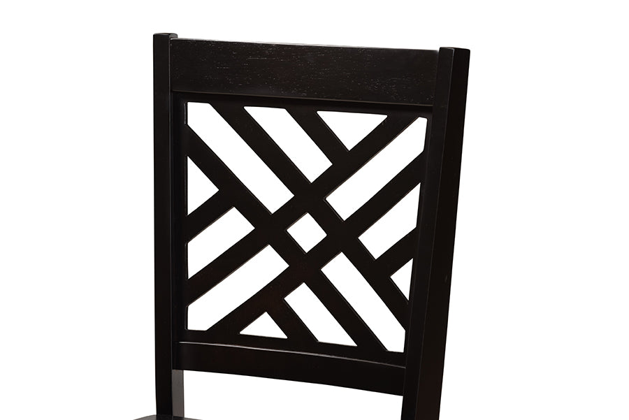 Caron Modern and Contemporary Transitional Dark Brown Finished Wood 2-Piece Dining Chair Set