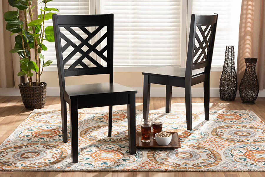 Caron Modern and Contemporary Transitional Dark Brown Finished Wood 2-Piece Dining Chair Set