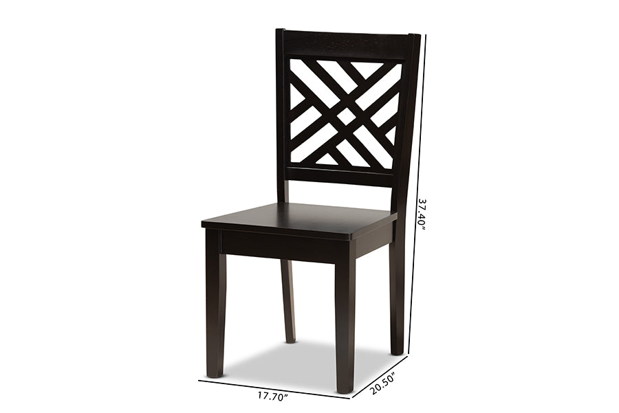 Caron Modern and Contemporary Transitional Dark Brown Finished Wood 2-Piece Dining Chair Set