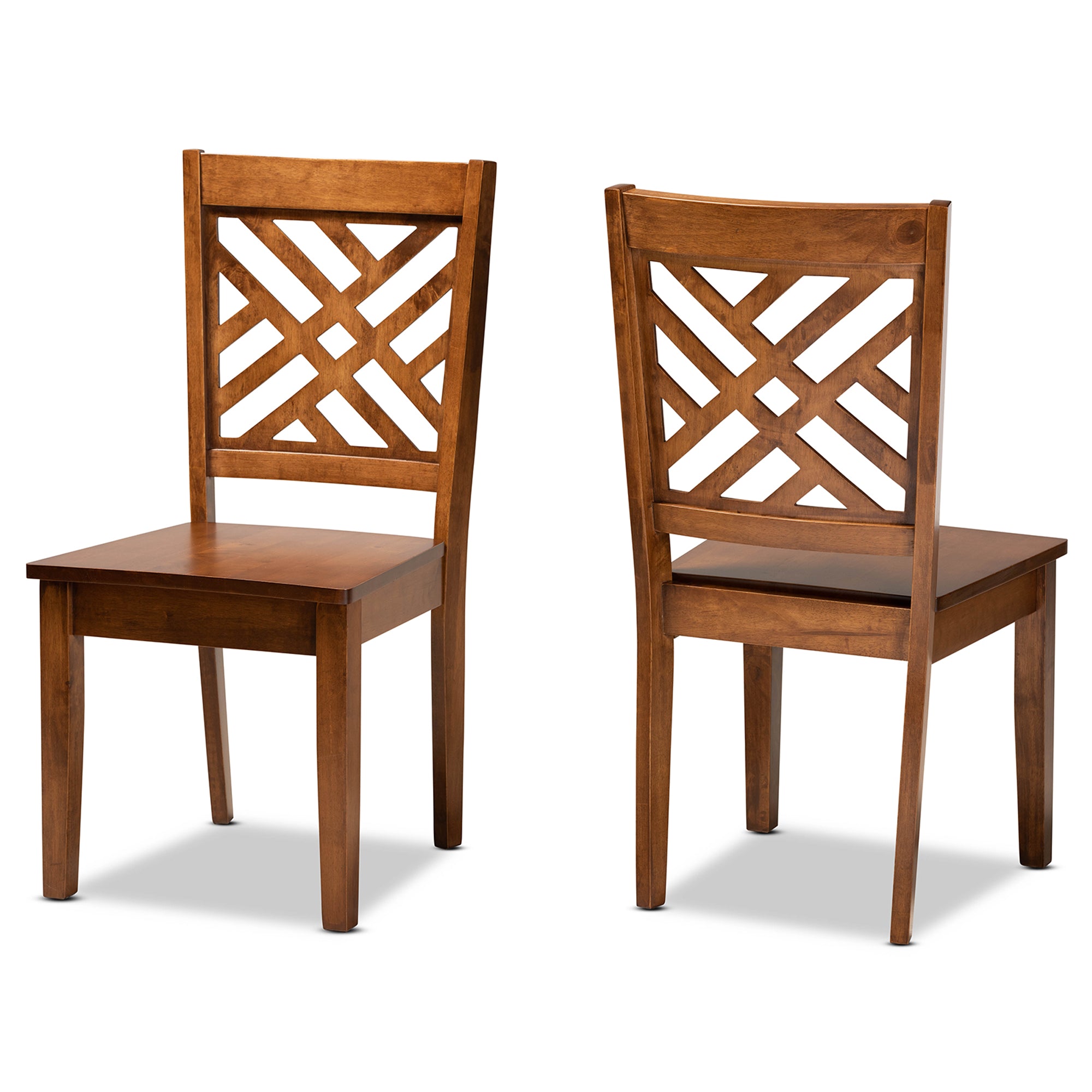 Baxton Studio Caron Modern and Contemporary Transitional Walnut Brown Finished Wood 2-Piece Dining Chair Set