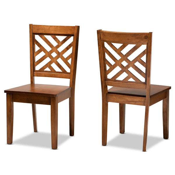 Caron Modern and Contemporary Transitional Walnut Brown Finished Wood 2-Piece Dining Chair Set