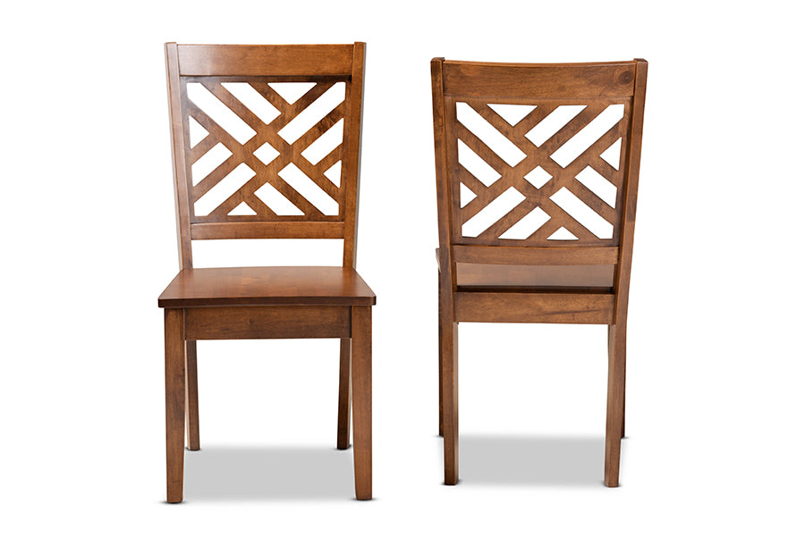 Caron Modern and Contemporary Transitional Walnut Brown Finished Wood 2-Piece Dining Chair Set