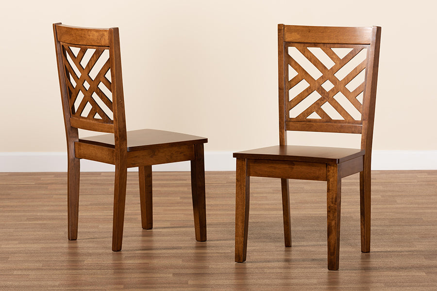 Caron Modern and Contemporary Transitional Walnut Brown Finished Wood 2-Piece Dining Chair Set