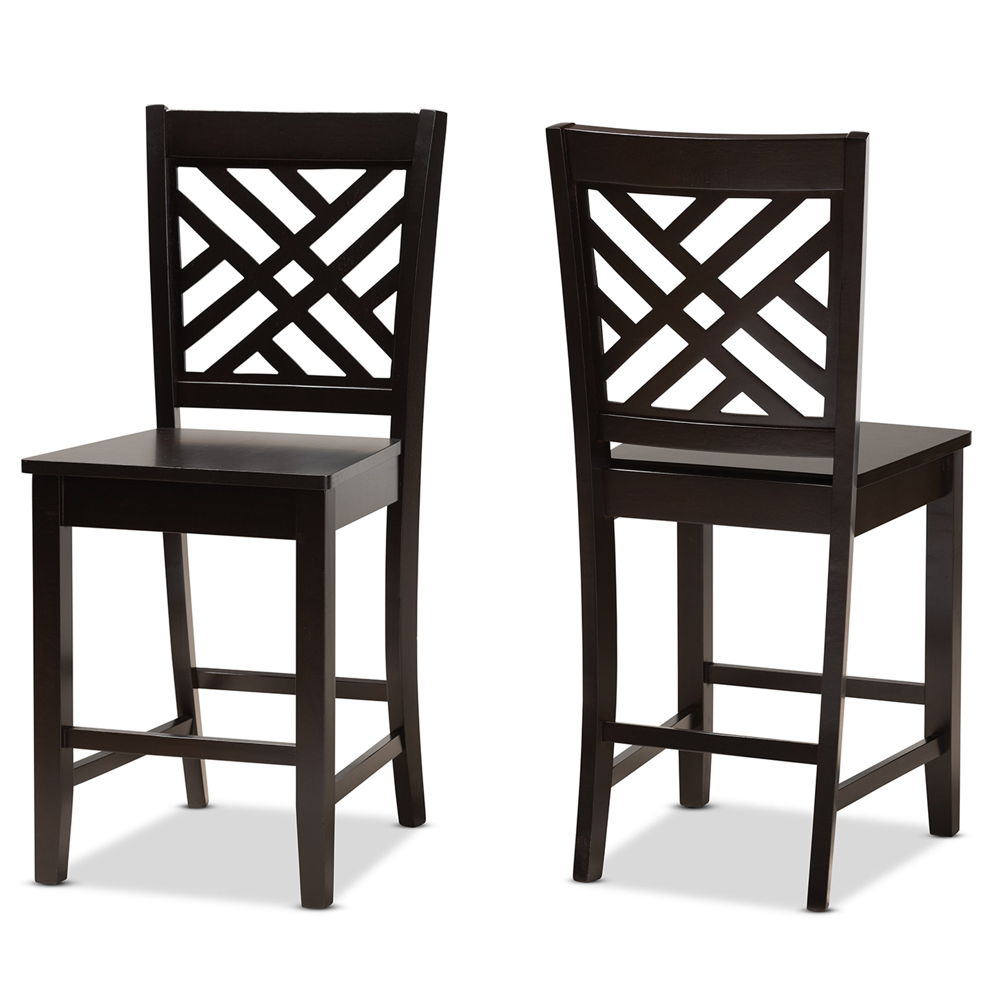 Baxton Studio Caron Modern and Contemporary Transitional Dark Brown Finished Wood 2-Piece Counter Stool Set