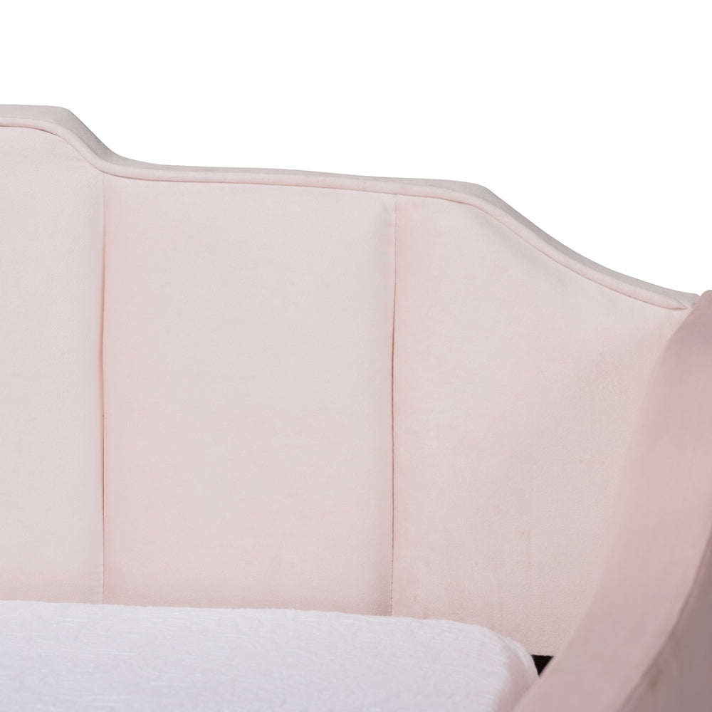 Lennon Modern and Contemporary Pink Velvet Fabric Upholstered Twin Size Daybed with Trundle