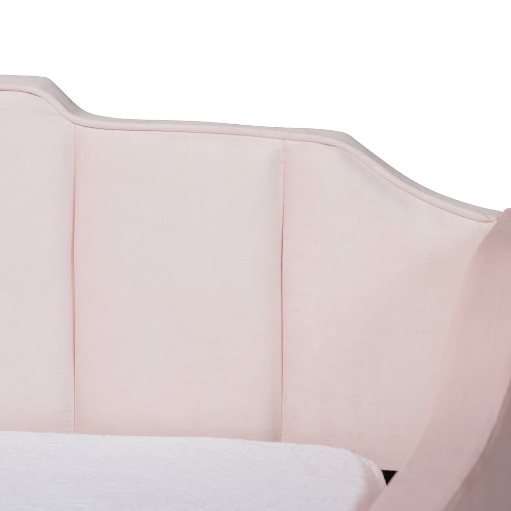 Lennon Modern and Contemporary Pink Velvet Fabric Upholstered Full Size Daybed with Trundle