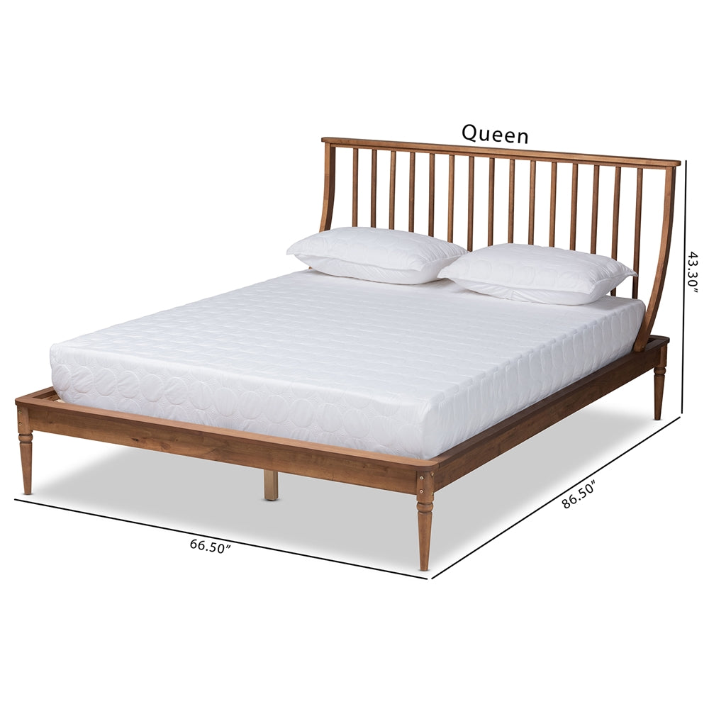 Abel Walnut Brown Finished Wood Queen Size Platform Bed