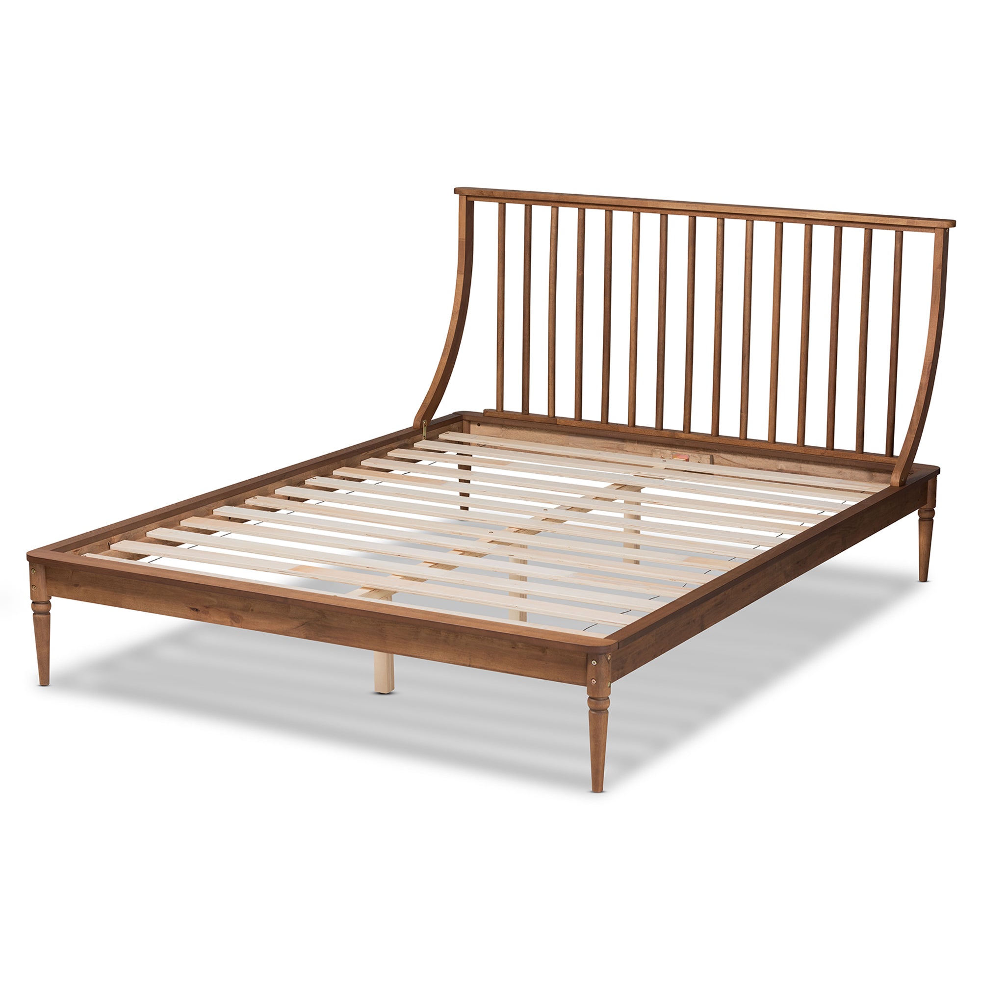 Donahue Abel King Walnut Brown Wood Platform Bed  Mid-Century Style with Tapered Legs