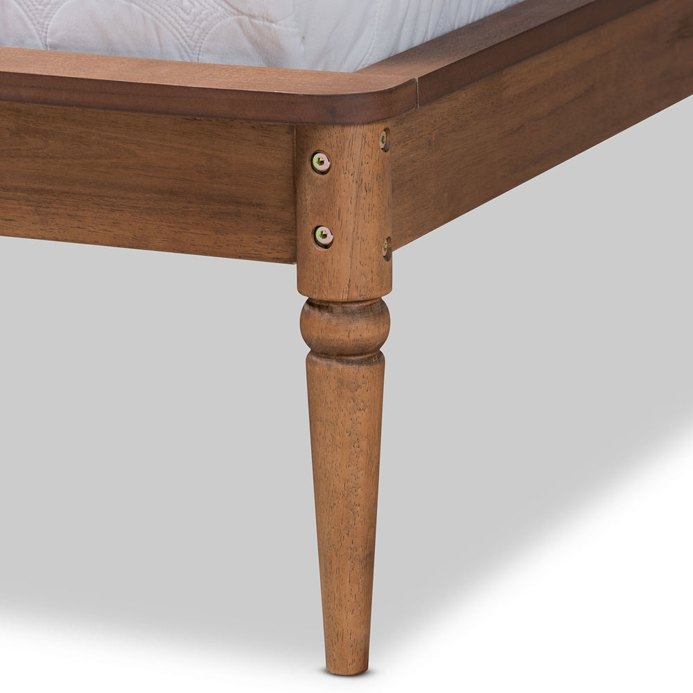 Tallis Classic And Traditional Walnut Brown Finished Wood Queen Size Bed Frame