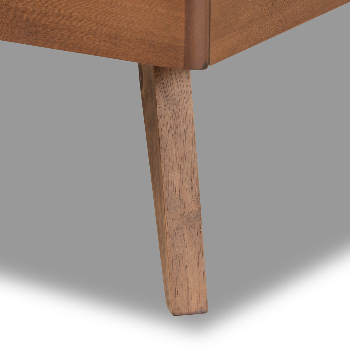 Laima Mid-Century Modern Light Grey Fabric Upholstered and Walnut Brown Finished Wood Twin Size Platform Bed