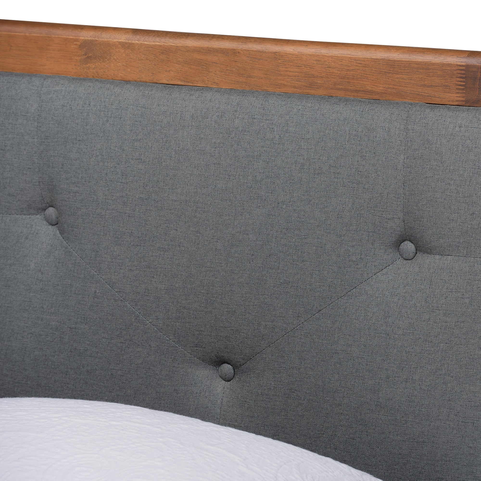 Laima Dark Grey Twin Platform Bed with Walnut Brown Wood Finish
