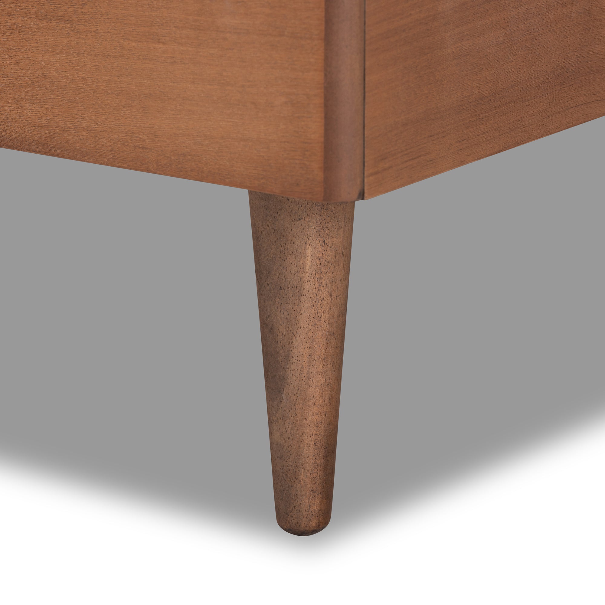 Seren Mid-Century Modern Light Grey Fabric Upholstered and Walnut Brown Finished Wood Twin Size Platform Bed