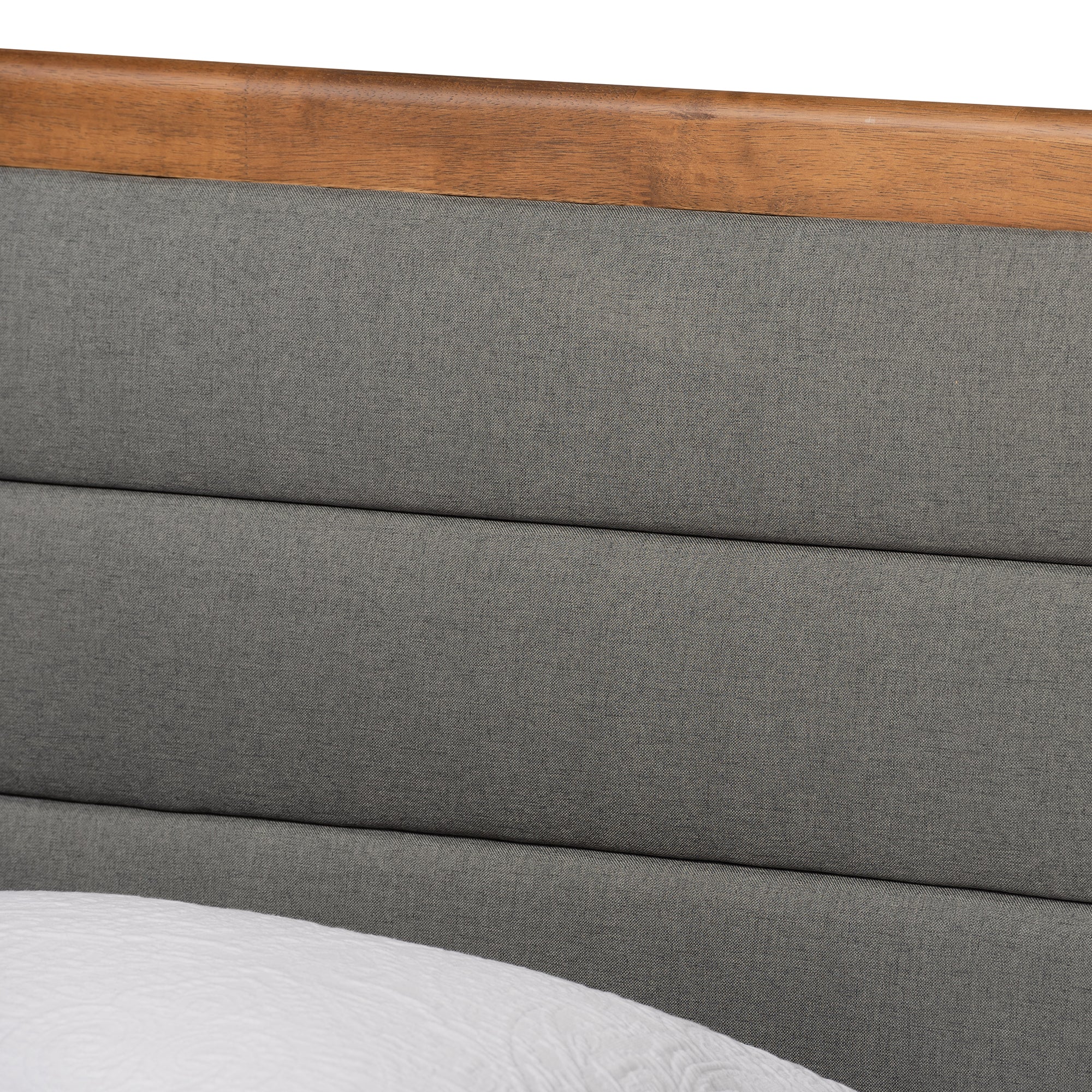 Seren Dark Grey Fabric and Walnut Brown Finished Wood Twin Size Bed