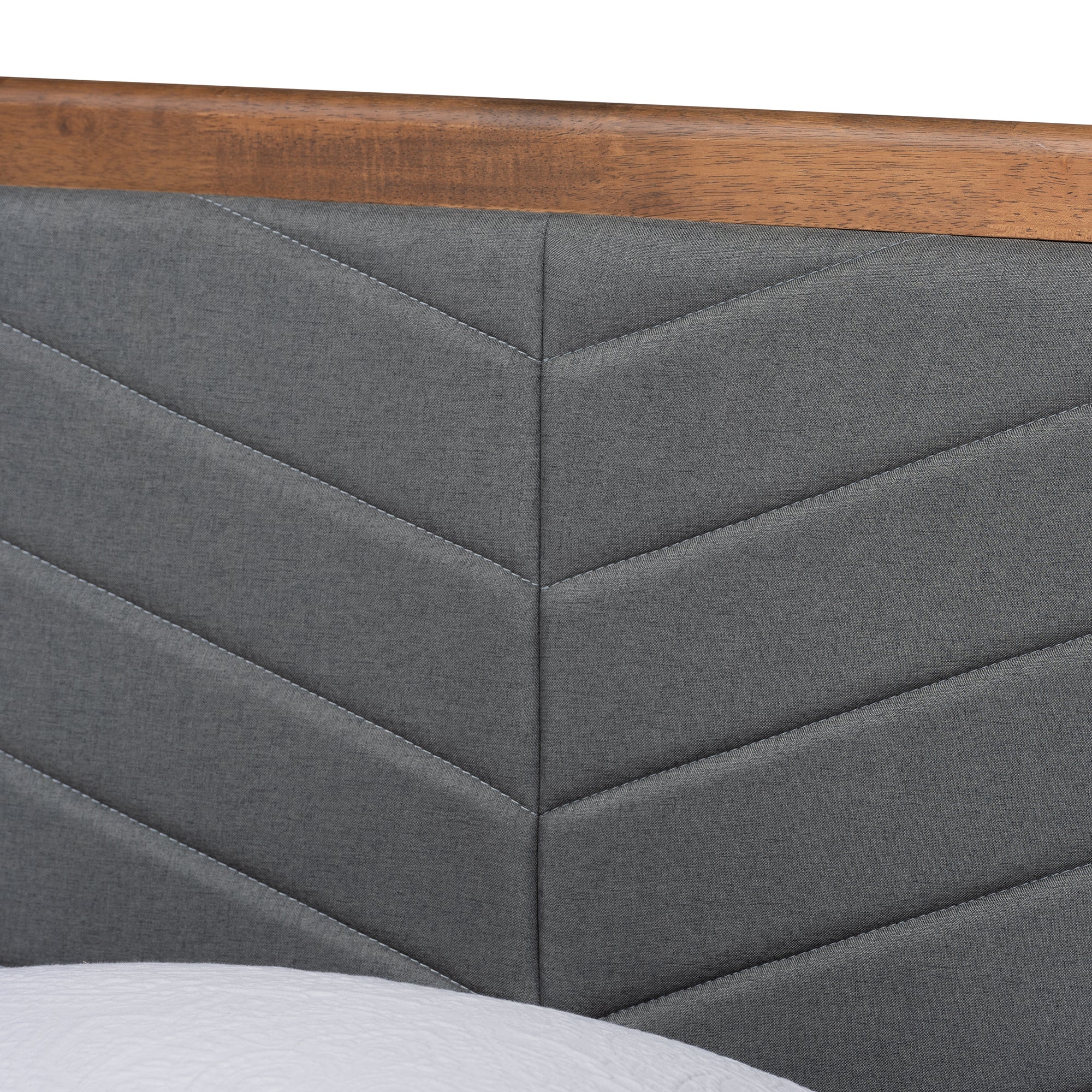 Roze Dark Grey Fabric and Walnut Brown Finished Wood Twin Size Bed