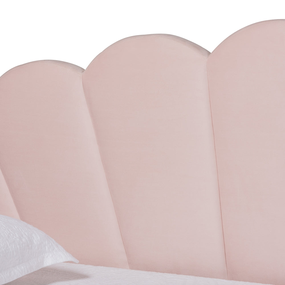 Timila Modern and Contemporary Light Pink Velvet Fabric Upholstered Full Size Daybed with Trundle