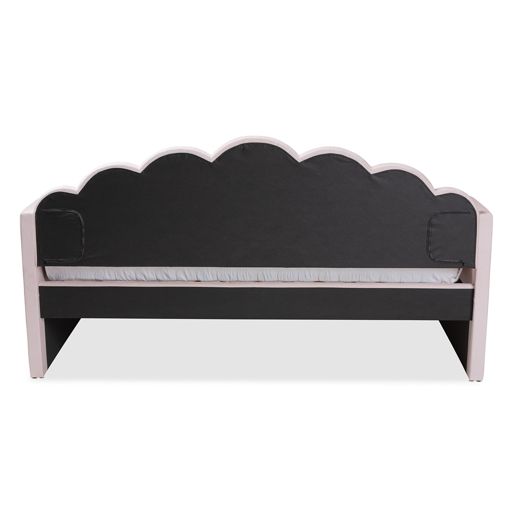 Timila Modern and Contemporary Light Pink Velvet Fabric Upholstered Queen Size Daybed with Trundle
