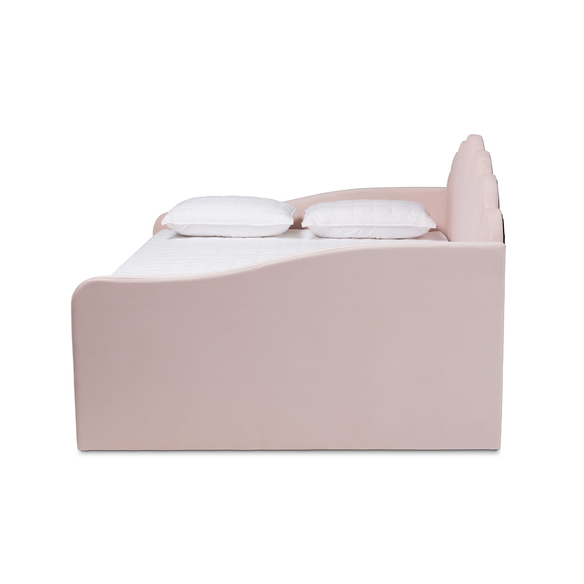Timila Modern and Contemporary Light Pink Velvet Fabric Upholstered Queen Size Daybed