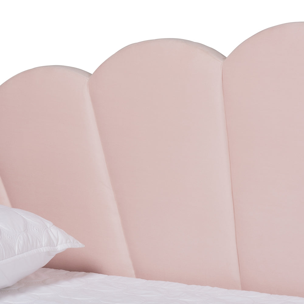Timila Modern and Contemporary Light Pink Velvet Fabric Upholstered Queen Size Daybed