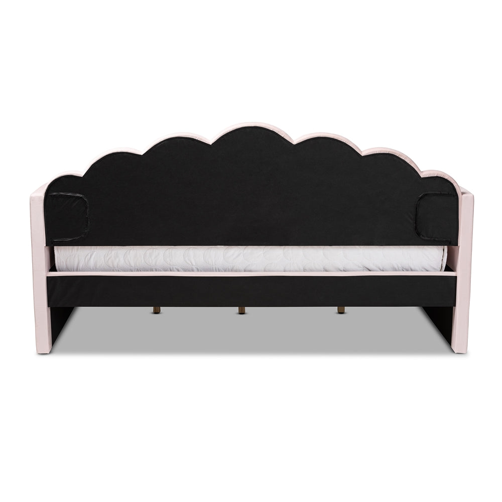 Timila Modern and Contemporary Light Pink Velvet Fabric Upholstered Queen Size Daybed