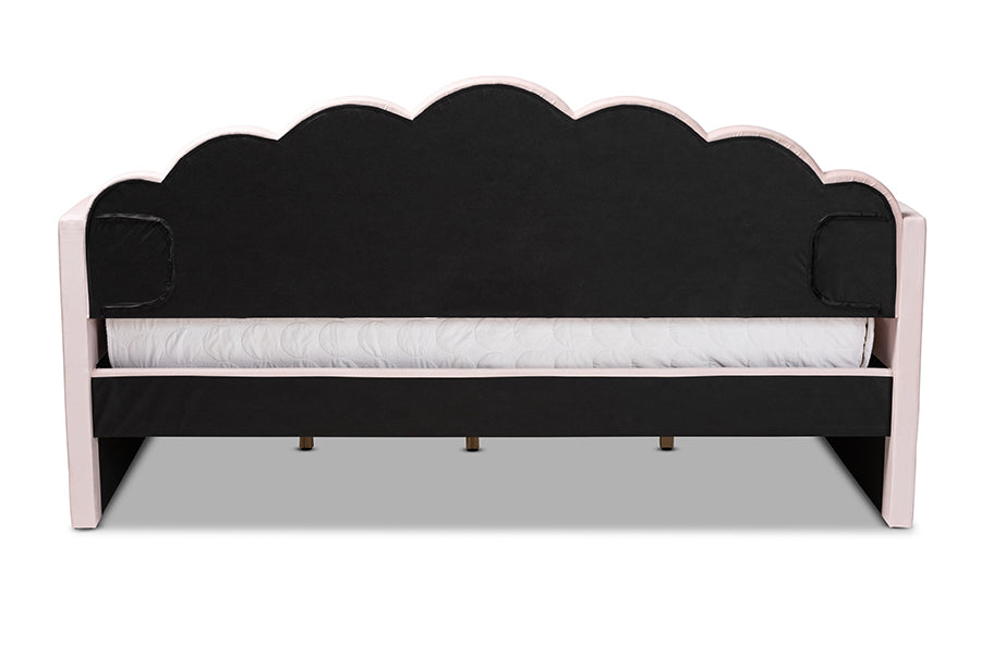 Timila Modern and Contemporary Light Pink Velvet Fabric Upholstered Queen Size Daybed