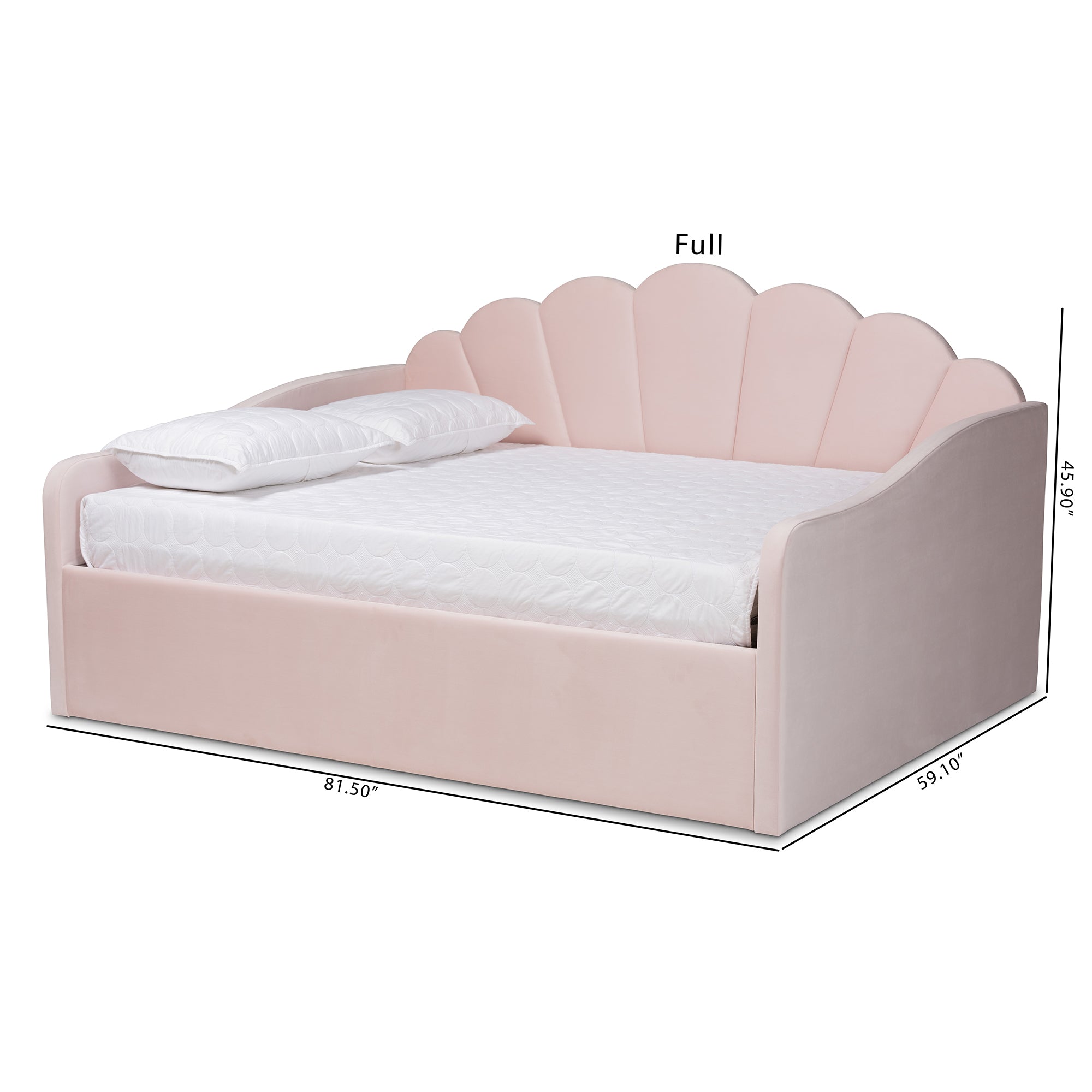 Timila Modern and Contemporary Light Pink Velvet Fabric Upholstered Queen Size Daybed