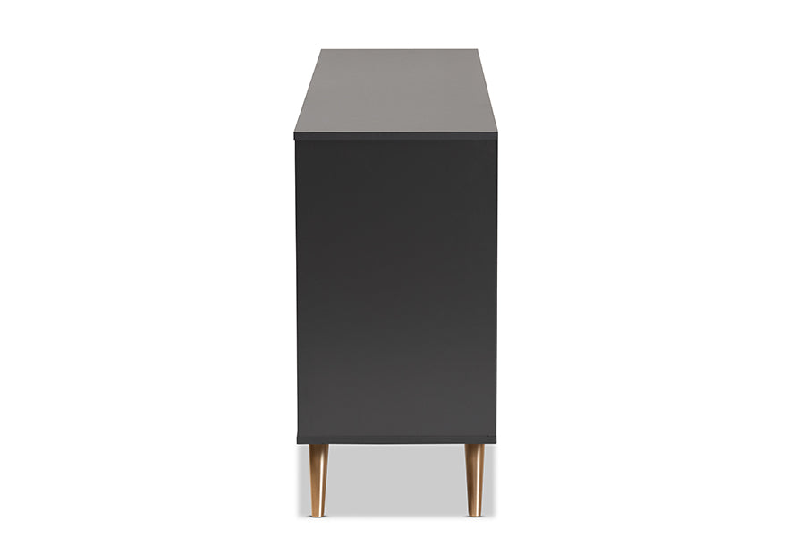 Kelson Modern and Contemporary Dark Grey and Gold Finished Wood 6-Drawer Dresser
