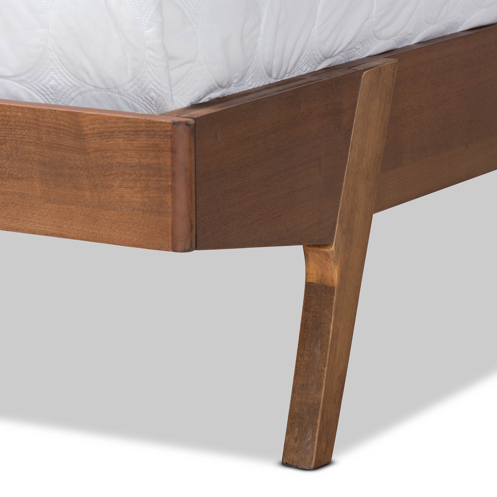Senna Beige Fabric and Walnut Brown Finished Wood King Size Bed