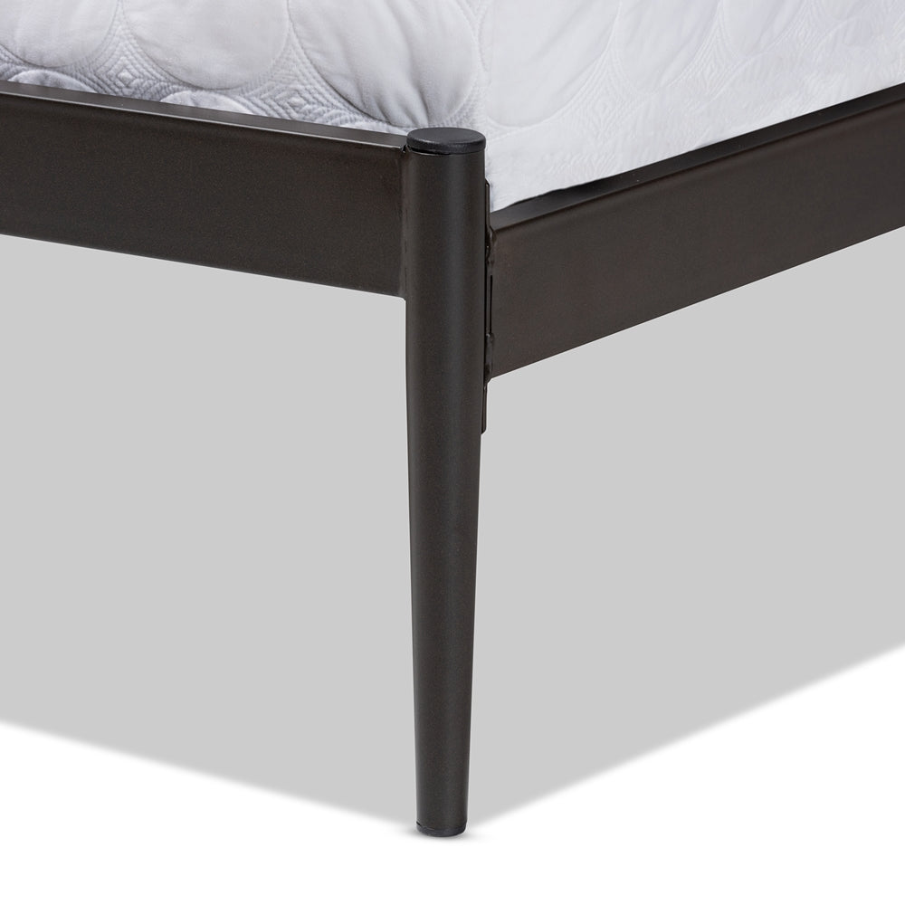 Dora Industrial Black Finished Metal Queen Size Platform Bed