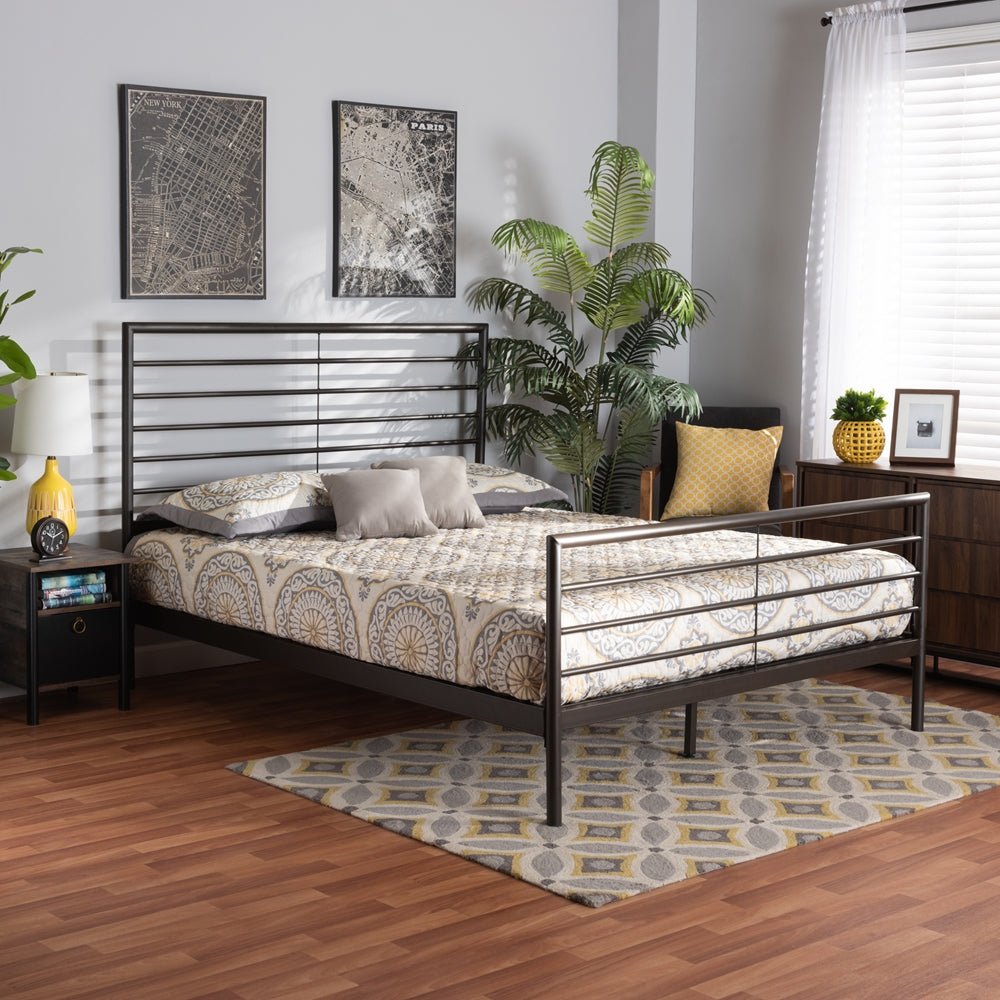 Alva Industrial Black Finished Metal Full Size Platform Bed