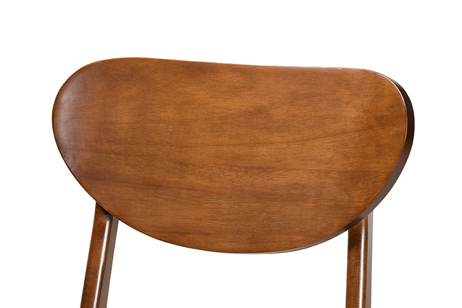 Katya Mid-Century Modern Grey Fabric Upholstered and Walnut Brown Finished Wood 2-Piece Dining Chair Set