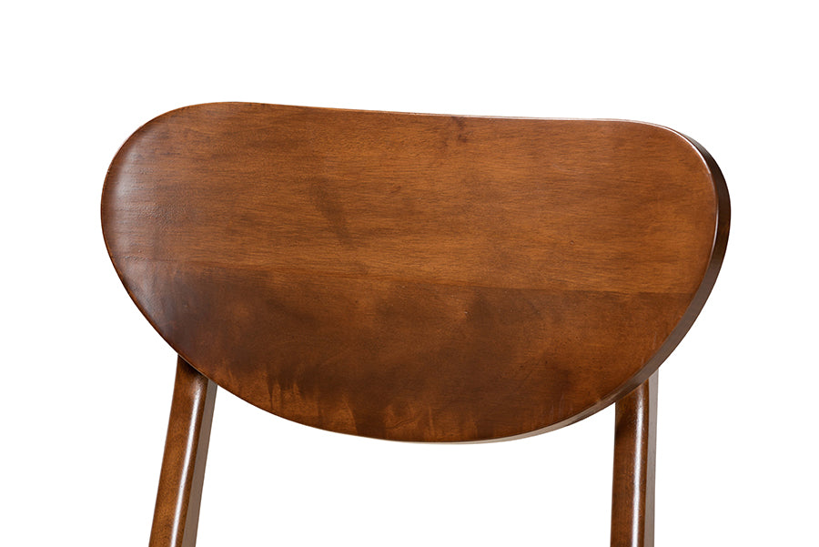 Katya Mid-Century Modern Sand Fabric Upholstered and Walnut Brown Finished Wood 2-Piece Dining Chair Set