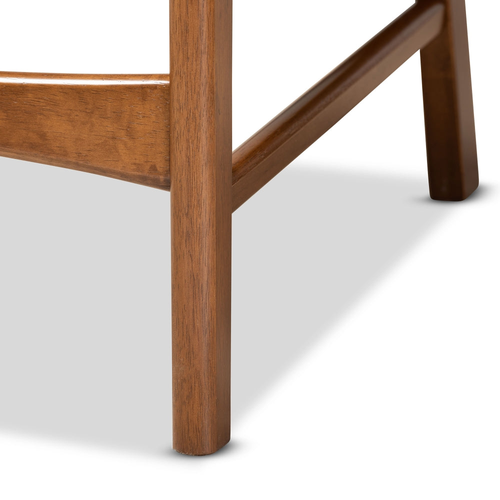 Katya Mid-Century Modern Grey Fabric Upholstered and Walnut Brown Finished Wood 2-Piece Counter Stool Set