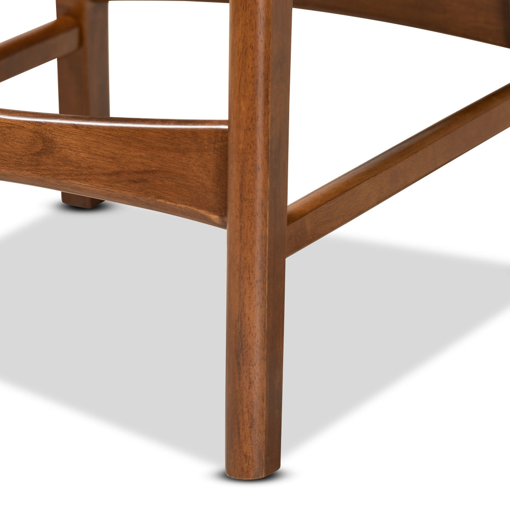 Katya Mid-Century Modern Sand Fabric Upholstered and Walnut Brown Finished Wood 2-Piece Counter Stool Set