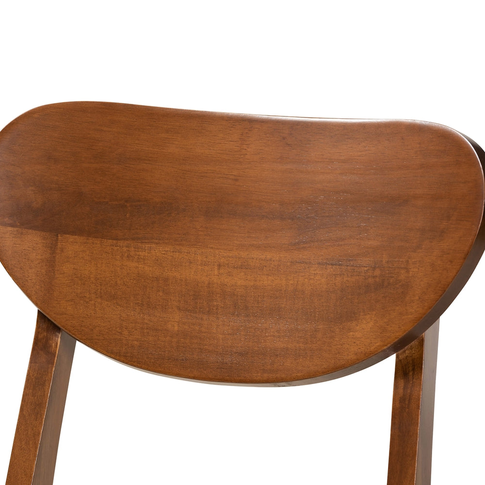 Damara Mid-Century Modern Grey Fabric Upholstered and Walnut Brown Finished Wood 5-Piece Dining Set