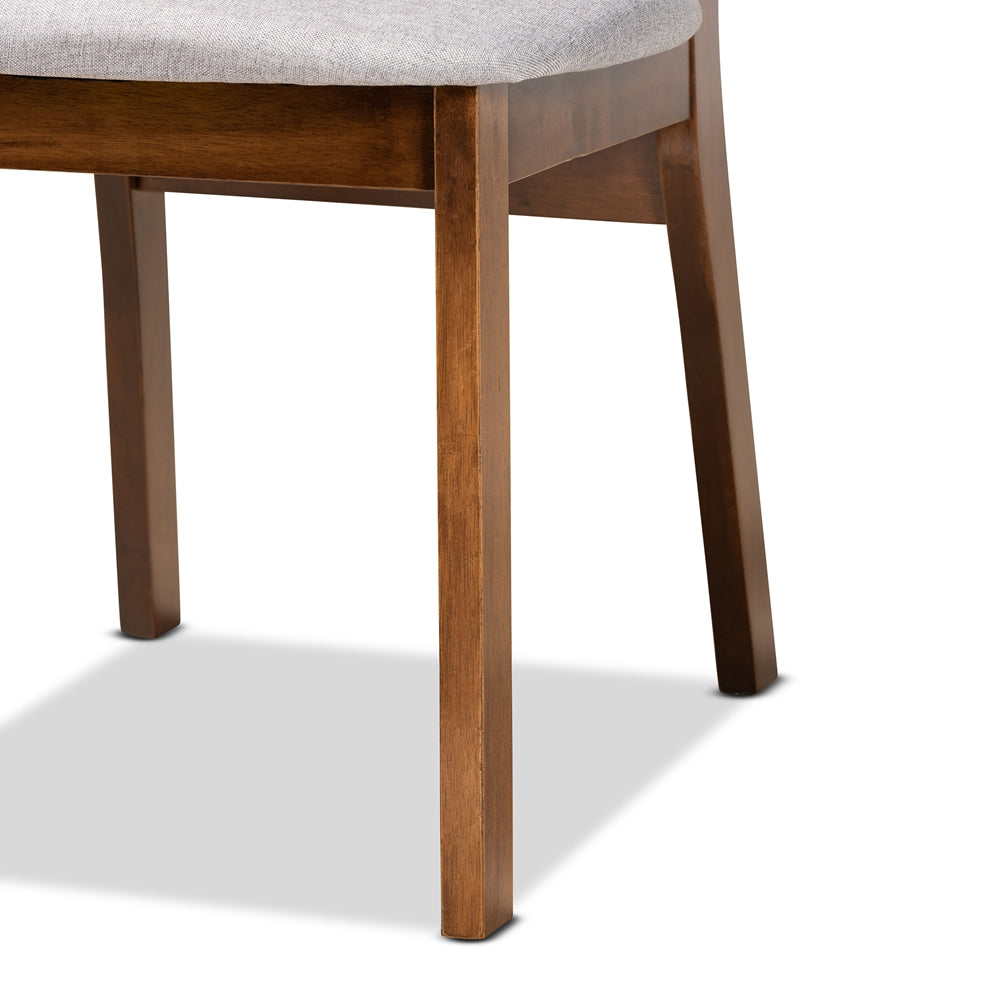 Damara Mid-Century Modern Grey Fabric Upholstered and Walnut Brown Finished Wood 5-Piece Dining Set