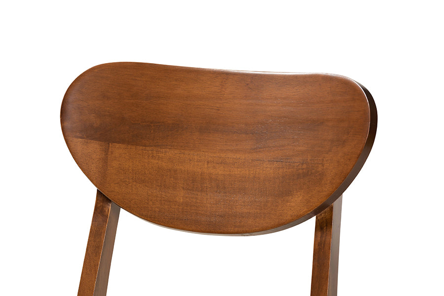 Damara Mid-Century Modern Grey Fabric Upholstered and Walnut Brown Finished Wood 2-Piece Dining Chair Set
