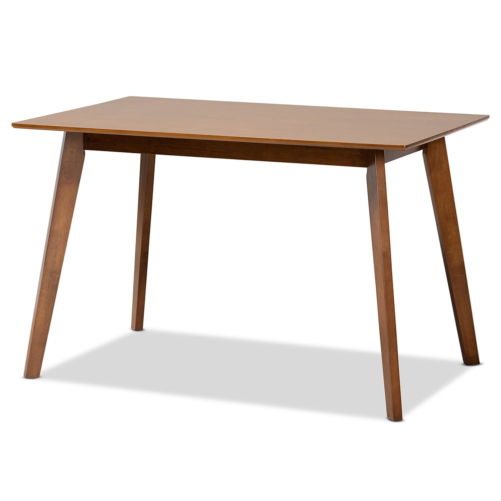 Damara Mid-Century Modern Sand Fabric Upholstered and Walnut Brown Finished Wood 5-Piece Dining Set