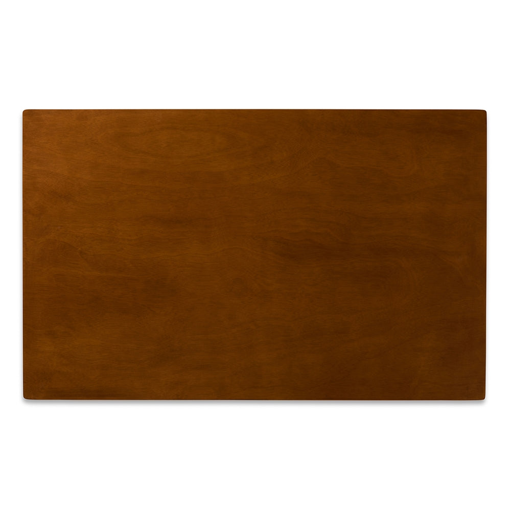 Damara Mid-Century Modern Sand Fabric Upholstered and Walnut Brown Finished Wood 5-Piece Dining Set