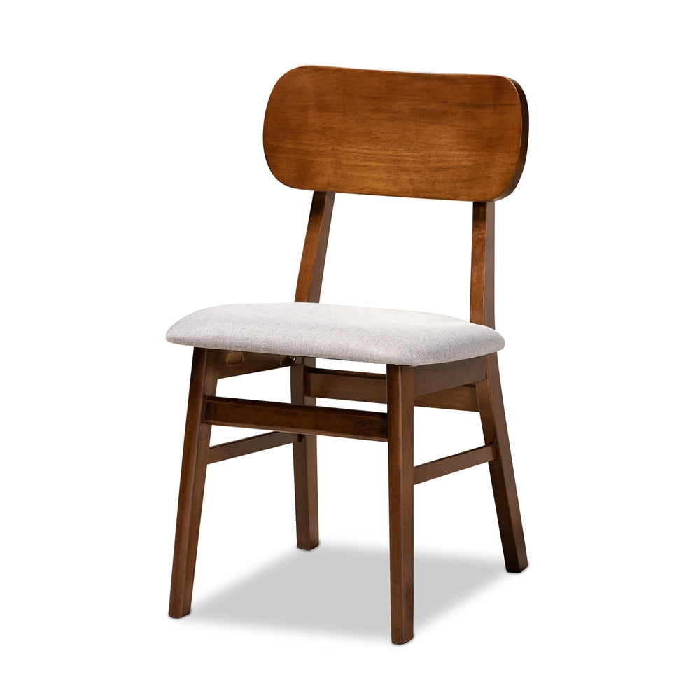 Euclid Mid-Century Modern Grey Fabric Upholstered and Walnut Brown Finished Wood 5-Piece Dining Set