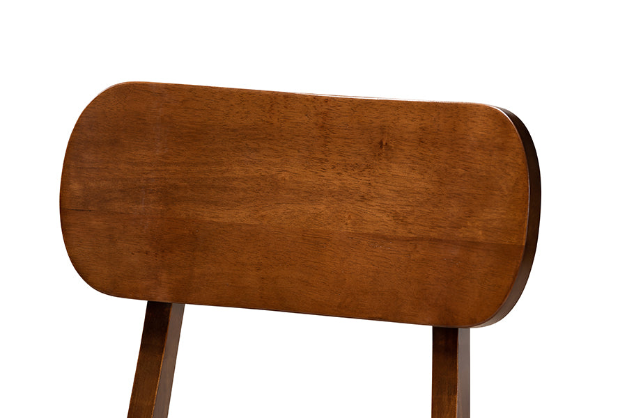 Euclid Mid-Century Modern Grey Fabric Upholstered and Walnut Brown Finished Wood 2-Piece Dining Chair Set