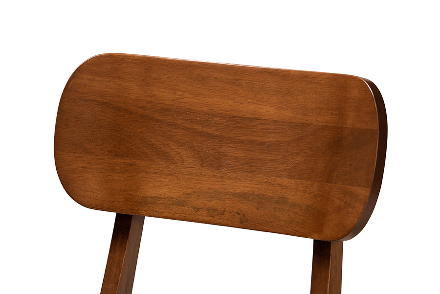 Euclid Mid-Century Modern Sand Fabric Upholstered and Walnut Brown Finished Wood 2-Piece Dining Chair Set