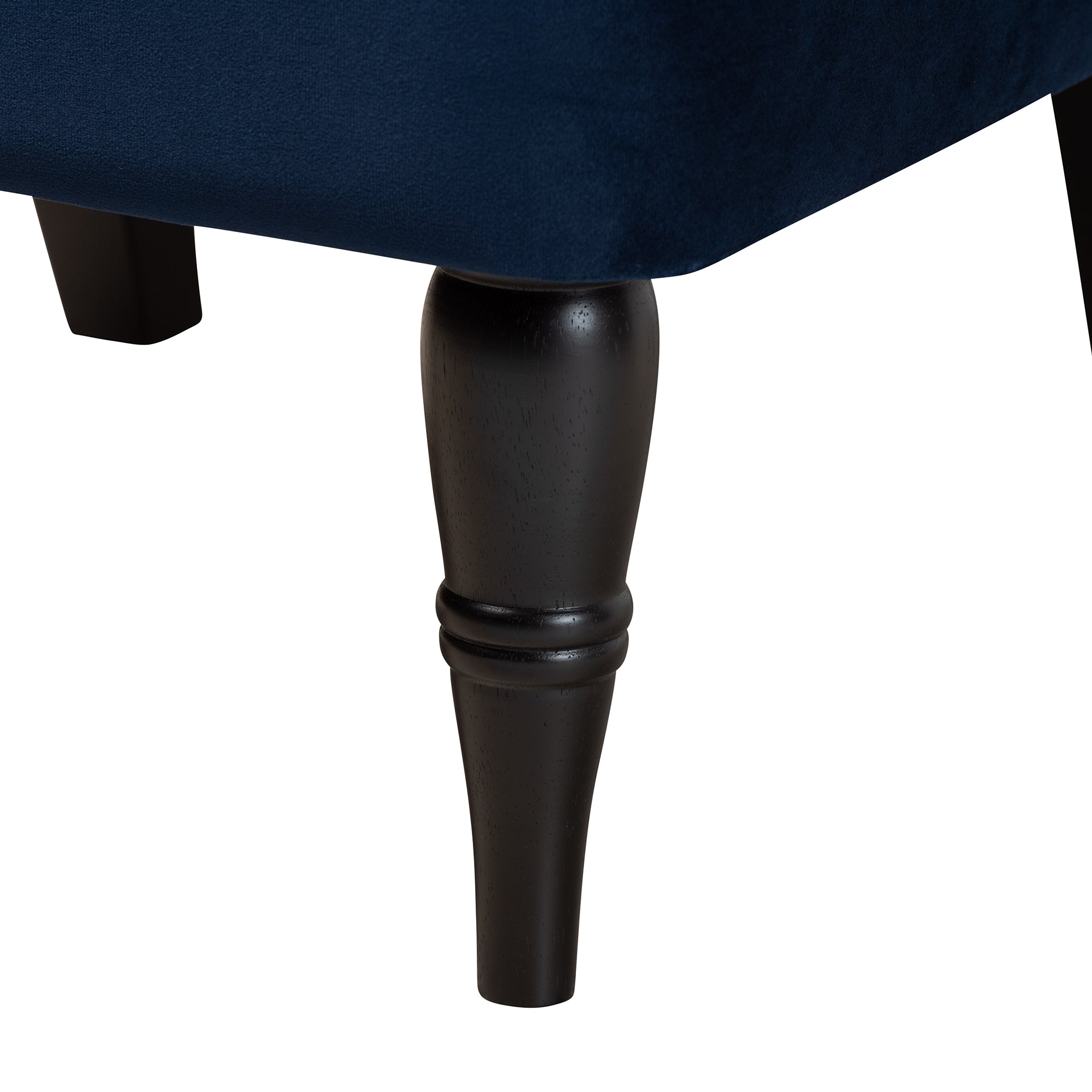 Harmon Modern and Contemporary Transitional Navy Blue Velvet Fabric Upholstered and Black Finished Wood Accent Chair