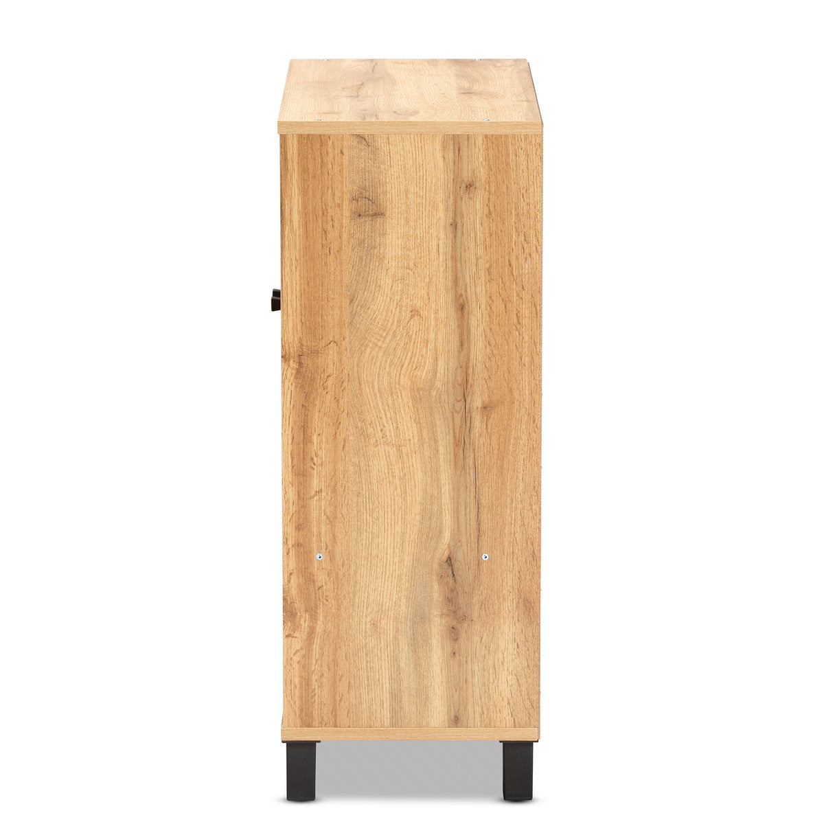 Rossin Modern and Contemporary Oak Brown Finished Wood 2-Door Entryway Shoe Storage Cabinet with Bottom Shelf