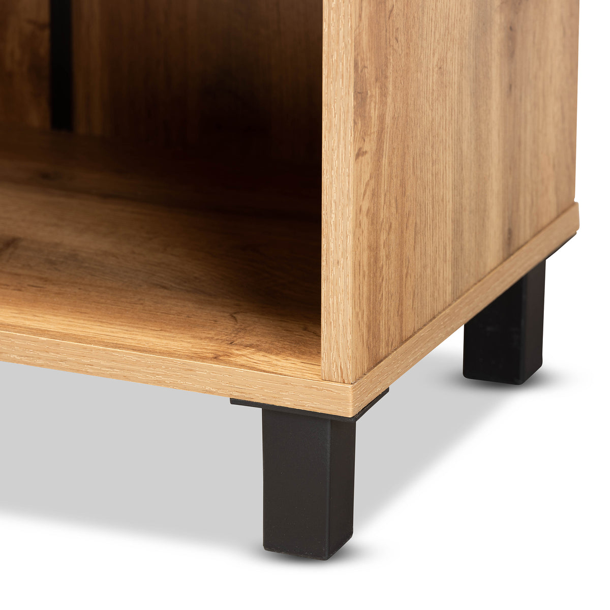 Rossin Modern and Contemporary Oak Brown Finished Wood 2-Door Entryway Shoe Storage Cabinet with Bottom Shelf