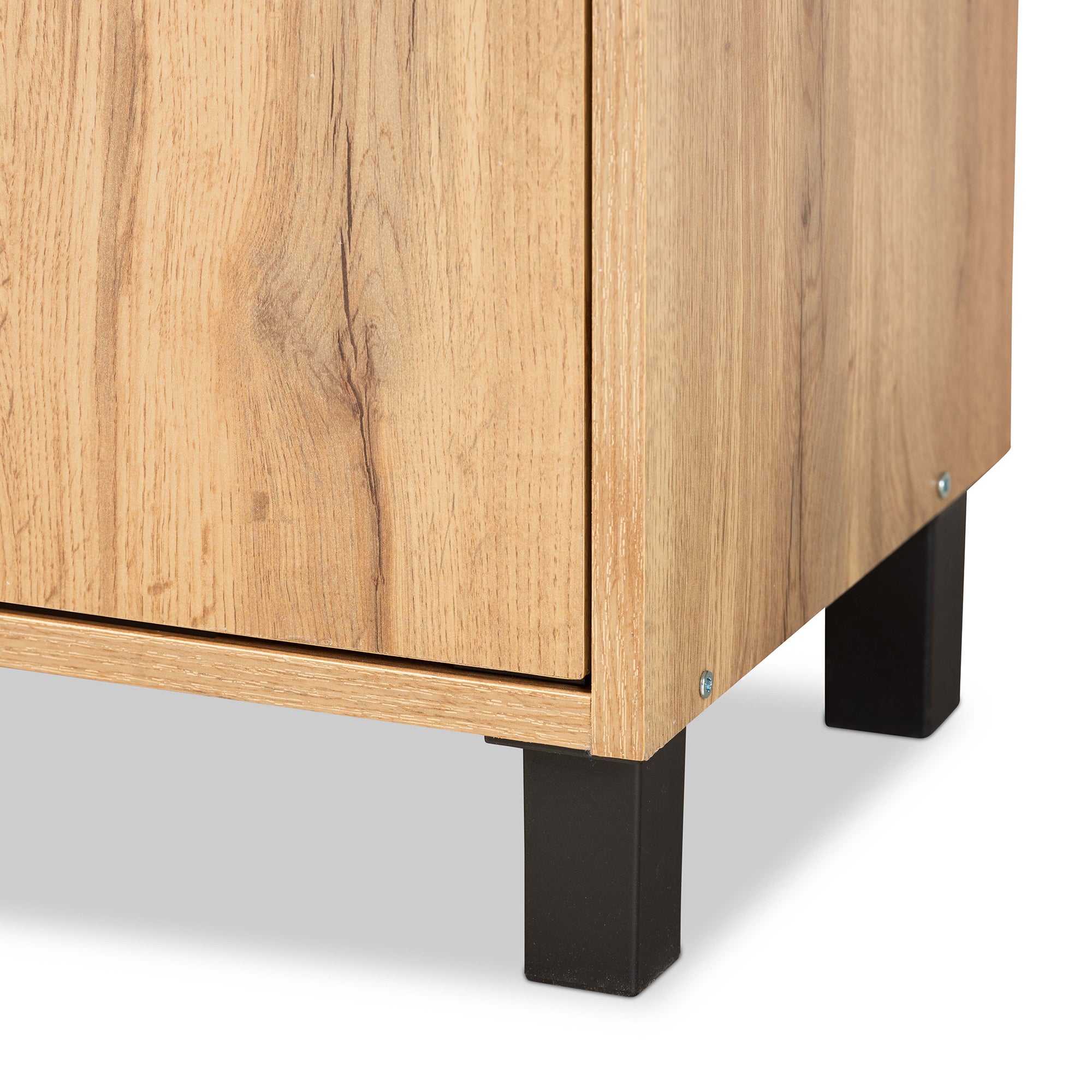 Rossin Modern and Contemporary Oak Brown Finished Wood 2-Door Entryway Shoe Storage Cabinet with Top Shelf
