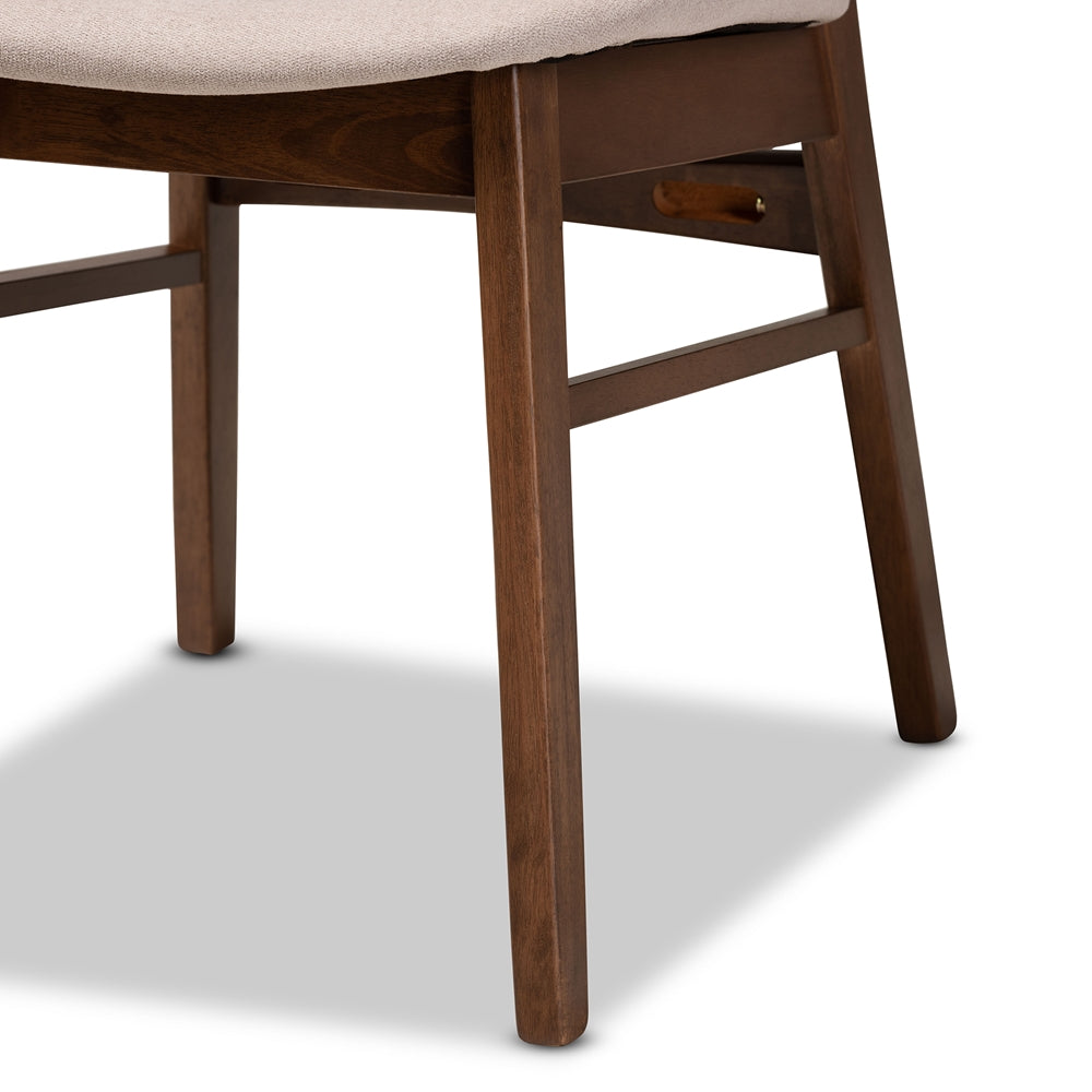 Alston Mid-Century Modern Beige Fabric Upholstered and Walnut Brown Finished Wood 5-Piece Dining Set