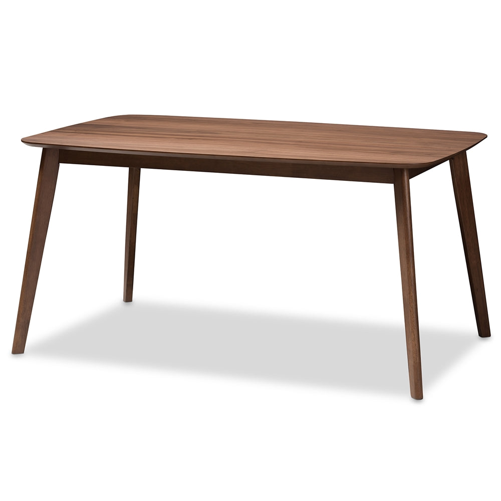 Alston Mid-Century Modern Grey Fabric Upholstered and Walnut Brown Finished Wood 5-Piece Dining Set